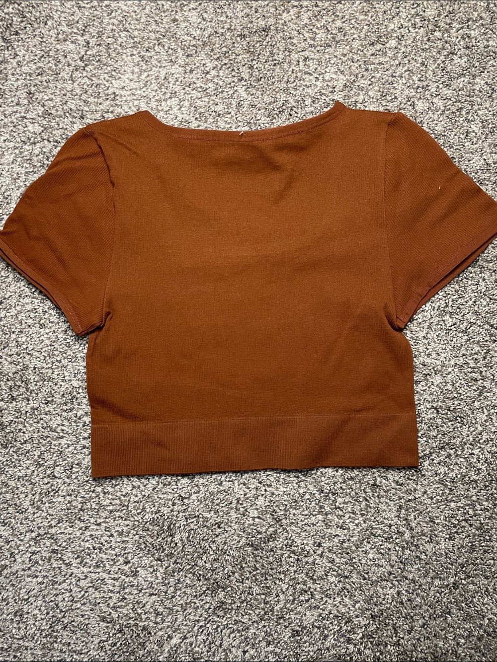 NWT wild fable Rust Brown Square-Neck Cropped Rib Tee. Size Large. - Picture 3 of 3
